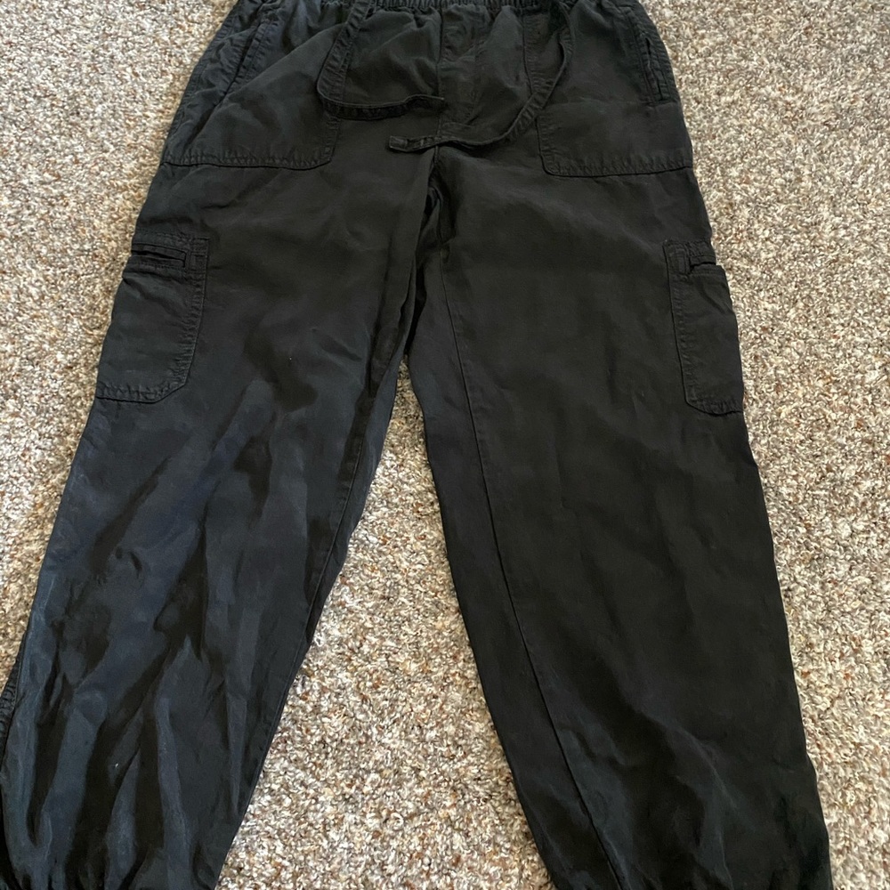 Black distressed cargo pants